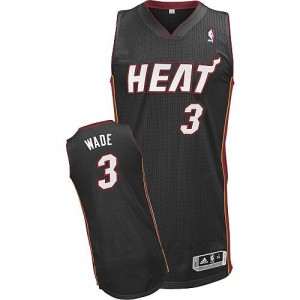 Maillot NBA Noir Dwyane Wade #3 Miami Heat Road Authentic Homme Adidas