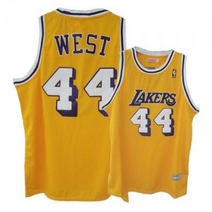 Los Angeles Lakers Mitchell and Ness Jerry West #44 Throwback Swingman Maillot d'équipe de NBA - Or pour Homme