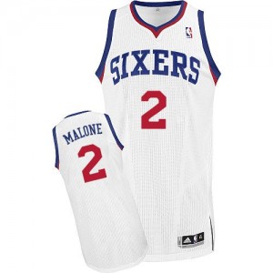 Maillot NBA Blanc Moses Malone #2 Philadelphia 76ers Home Authentic Homme Adidas
