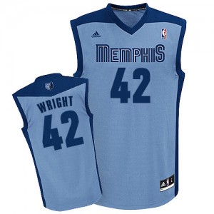 Maillot NBA Bleu clair Lorenzen Wright #42 Memphis Grizzlies Alternate Swingman Homme Adidas