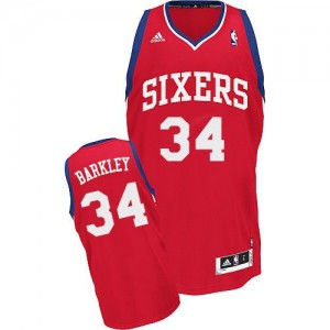 Maillot NBA Rouge Charles Barkley #34 Philadelphia 76ers Road Swingman Homme Adidas