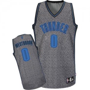 Maillot NBA Gris Russell Westbrook #0 Oklahoma City Thunder Static Fashion Authentic Homme Adidas