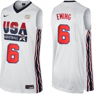 Maillots de basket Authentic Team USA NBA 2012 Olympic Retro Blanc - #6 Patrick Ewing - Homme