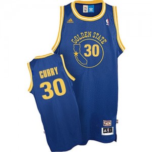 Maillot Adidas Bleu royal Throwback Authentic Golden State Warriors - Stephen Curry #30 - Homme