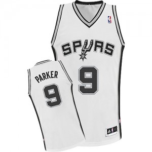 Maillot NBA Blanc Tony Parker #9 San Antonio Spurs Home Authentic Homme Adidas