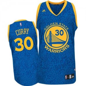 Maillot NBA Golden State Warriors #30 Stephen Curry Bleu Adidas Authentic Crazy Light - Homme