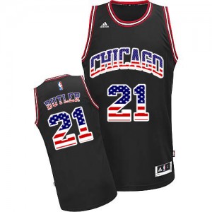 Chicago Bulls Jimmy Butler #21 USA Flag Fashion Swingman Maillot d'équipe de NBA - Noir pour Homme