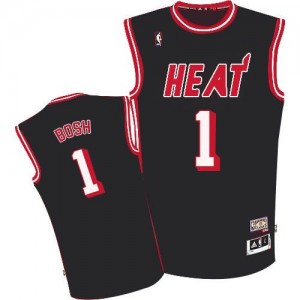 Maillot NBA Miami Heat #1 Chris Bosh Noir Adidas Authentic Hardwood Classic - Homme