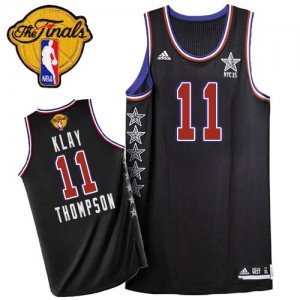 Maillot NBA Golden State Warriors #11 Klay Thompson Noir Adidas Swingman 2015 All Star 2015 The Finals Patch - Homme