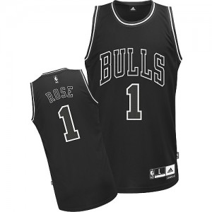 Chicago Bulls #1 Adidas Shadow Noir Authentic Maillot d'équipe de NBA achats en ligne - Derrick Rose pour Homme