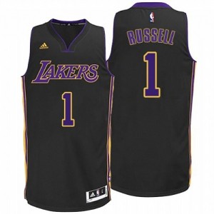 Maillot Adidas Noir Hollywood Nights Authentic Los Angeles Lakers - D'Angelo Russell #1 - Homme