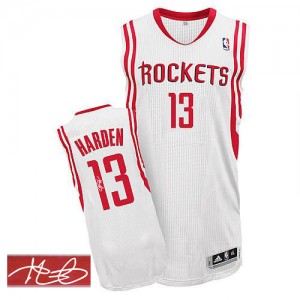 Maillot NBA Blanc James Harden #13 Houston Rockets Home Autographed Authentic Homme Adidas