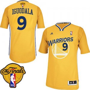 Maillot NBA Golden State Warriors #9 Andre Iguodala Or Adidas Swingman Alternate 2015 The Finals Patch - Homme