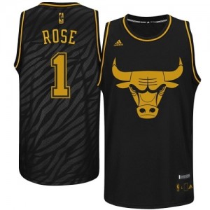 Maillot NBA Noir Derrick Rose #1 Chicago Bulls Precious Metals Fashion Authentic Homme Adidas