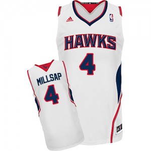 Atlanta Hawks Paul Millsap #4 Home Swingman Maillot d'équipe de NBA - Blanc pour Homme