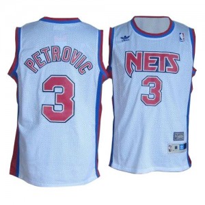 Maillot NBA Brooklyn Nets #3 Drazen Petrovic Blanc Adidas Swingman Throwback - Homme