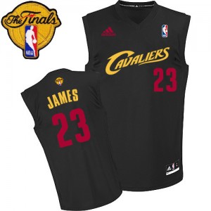 Maillot Adidas Noir (Rouge No.) Fashion 2015 The Finals Patch Authentic Cleveland Cavaliers - LeBron James #23 - Homme