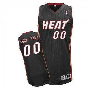 Maillot NBA Noir Authentic Personnalisé Miami Heat Road Homme Adidas