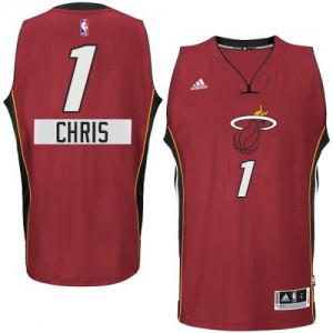 Miami Heat Chris Bosh #1 2014-15 Christmas Day Authentic Maillot d'équipe de NBA - Rouge pour Homme