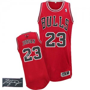 Maillot Adidas Rouge Road Autographed Authentic Chicago Bulls - Michael Jordan #23 - Homme