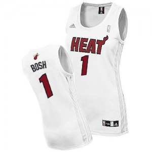 Maillot NBA Miami Heat #1 Chris Bosh Blanc Adidas Swingman Home - Femme