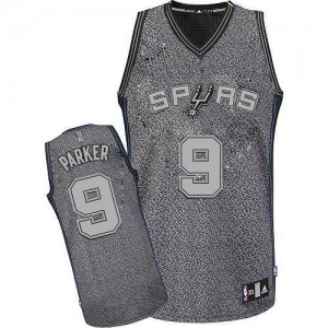 San Antonio Spurs #9 Adidas Static Fashion Gris Authentic Maillot d'équipe de NBA Magasin d'usine - Tony Parker pour Femme