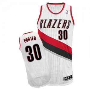 Maillot NBA Portland Trail Blazers #30 Terry Porter Blanc Adidas Authentic Home - Homme