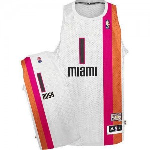 Maillot NBA Blanc Chris Bosh #1 Miami Heat ABA Hardwood Classic Authentic Homme Adidas