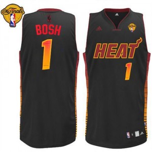 Maillot NBA Miami Heat #1 Chris Bosh Noir Adidas Swingman Vibe Finals Patch - Homme