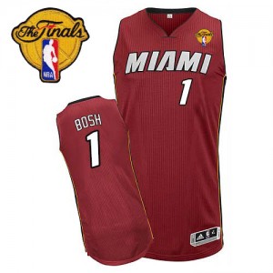 Maillot NBA Miami Heat #1 Chris Bosh Rouge Adidas Authentic Alternate Finals Patch - Homme