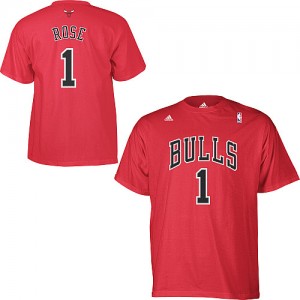 Chicago Bulls Derrick Rose #1 Game Time T-Shirts d'équipe de NBA - Rouge pour Homme