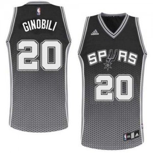 San Antonio Spurs #20 Adidas Resonate Fashion Noir Swingman Maillot d'équipe de NBA en ligne - Manu Ginobili pour Homme