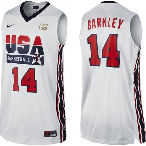 Maillots de basket Authentic Team USA NBA 2012 Olympic Retro Blanc - #14 Charles Barkley - Homme