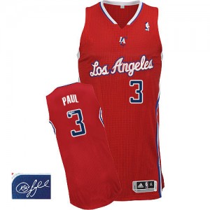 Los Angeles Clippers #3 Adidas Road Autographed Rouge Authentic Maillot d'équipe de NBA pas cher - Chris Paul pour Homme