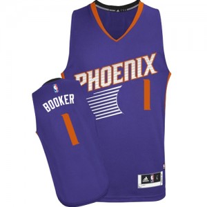 Maillot NBA Violet Devin Booker #1 Phoenix Suns Road Authentic Homme Adidas