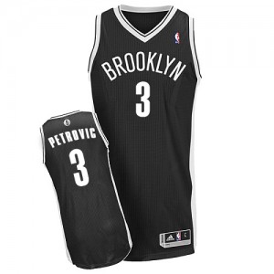 Maillot NBA Noir Drazen Petrovic #3 Brooklyn Nets Road Authentic Homme Adidas