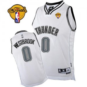Oklahoma City Thunder #0 Adidas Finals Patch Blanc Authentic Maillot d'équipe de NBA en ligne - Russell Westbrook pour Homme