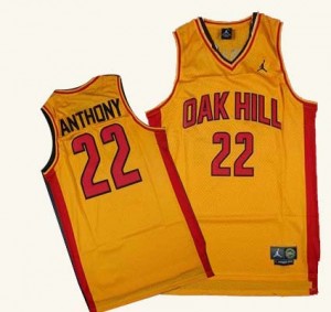 Maillot NBA New York Knicks #22 Carmelo Anthony Or Adidas Authentic Oak Hill Academy High School - Homme
