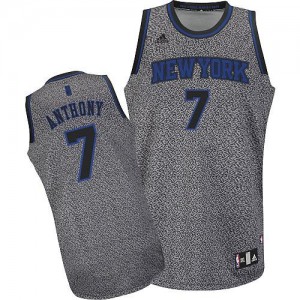New York Knicks #7 Adidas Static Fashion Gris Swingman Maillot d'équipe de NBA pas cher - Carmelo Anthony pour Homme