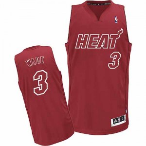 Maillot NBA Miami Heat #3 Dwyane Wade Rouge Adidas Authentic Big Color Fashion - Homme