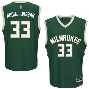 Milwaukee Bucks #33 Adidas Road Vert Authentic Maillot d'équipe de NBA Expédition rapide - Kareem Abdul-Jabbar pour Homme