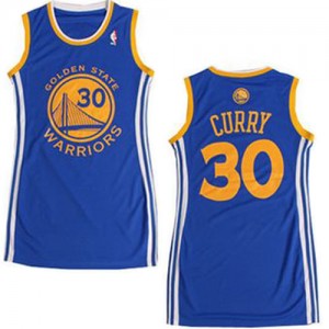 Golden State Warriors Stephen Curry #30 Dress Authentic Maillot d'équipe de NBA - Bleu pour Femme