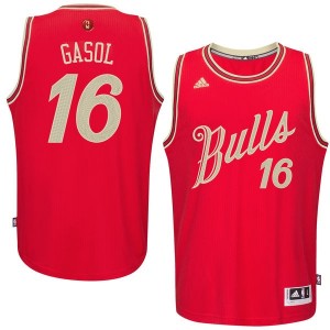 Maillot NBA Chicago Bulls #16 Pau Gasol Rouge Adidas Authentic 2015-16 Christmas Day - Homme