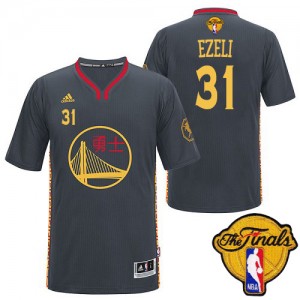 Golden State Warriors Festus Ezeli #31 Slate Chinese New Year 2015 The Finals Patch Authentic Maillot d'équipe de NBA - Noir pour Homme