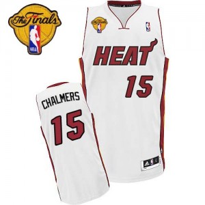 Maillot NBA Blanc Mario Chalmers #15 Miami Heat Home Finals Patch Swingman Homme Adidas