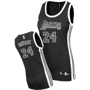Los Angeles Lakers #24 Adidas Noir Blanc Authentic Maillot d'équipe de NBA préférentiel - Kobe Bryant pour Femme