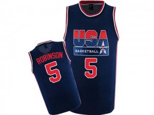 Maillot NBA Authentic David Robinson #5 Team USA 2012 Olympic Retro Bleu marin - Homme