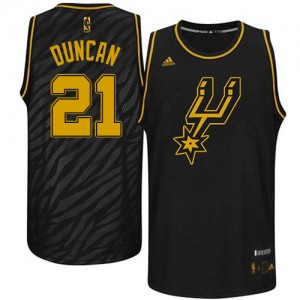 Maillot NBA Noir Tim Duncan #21 San Antonio Spurs Precious Metals Fashion Swingman Homme Adidas