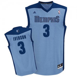 Maillot NBA Memphis Grizzlies #3 Allen Iverson Bleu clair Adidas Swingman Alternate - Homme