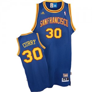 Golden State Warriors Stephen Curry #30 Throwback San Francisco Authentic Maillot d'équipe de NBA - Bleu royal pour Homme